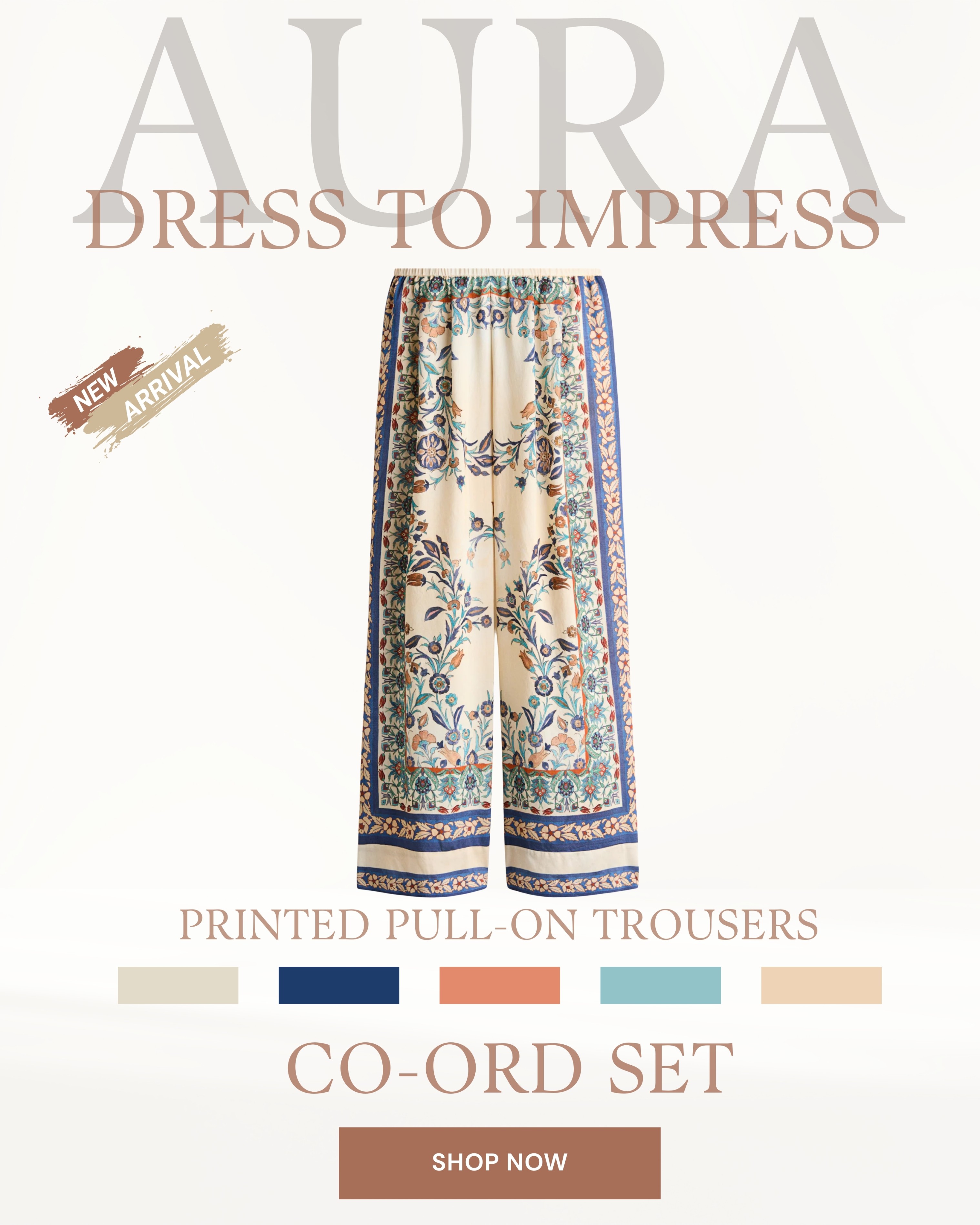 Printed Pull-On Trousers