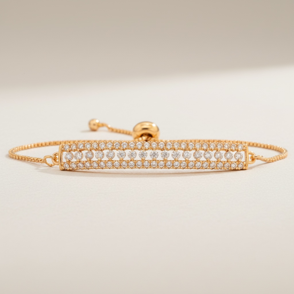 Gold Crystal Bar Adjustable Bracelet