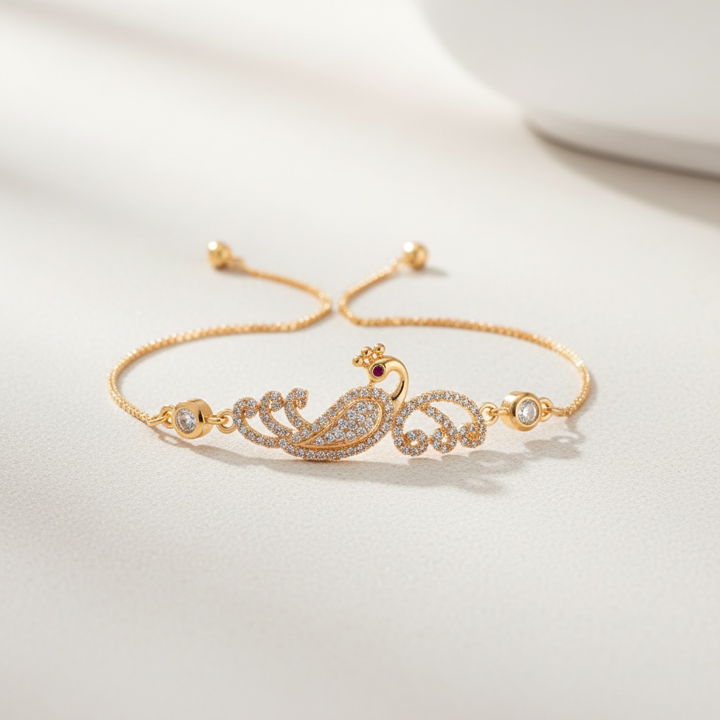 Rose Gold Swan Crystal Adjustable Bracelet